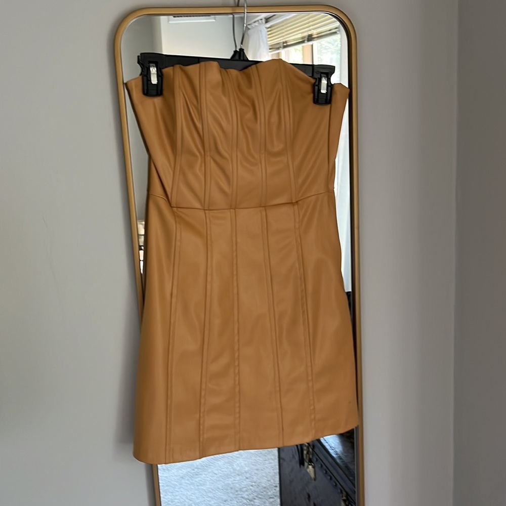 Zara - Leather strapless mini dress - Size XS